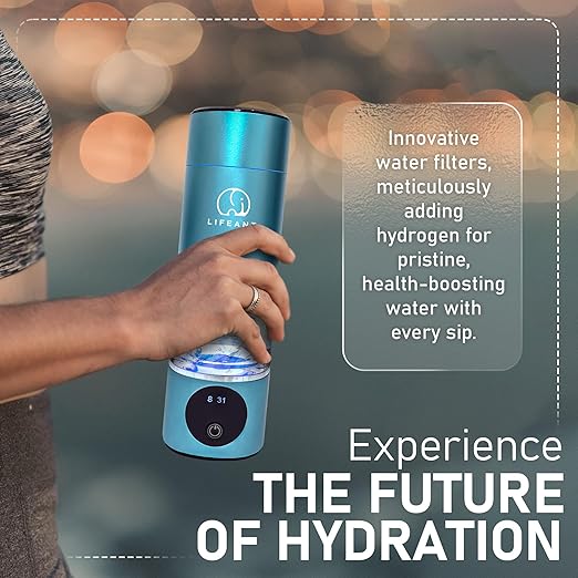 Hydrogen Water Bottle Generator–5000PPB Hydrogen Water Machine–Hydrogen Bottle Water with Adjustable Speed – Food-Grade Water Ionizer–Blue Pro