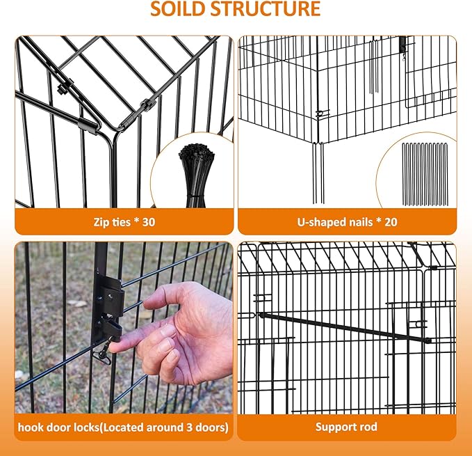 INJOPEXI Metal Chicken Coop 86"×40"×39" Chicken Runs for Yard with Cover Chicken Playpen Enclosure Chicken Pen Kennel Duck CoopCage for Outdoor Backyard Farm Rabbit Small Animal Dog Poultry Cat Hutch
