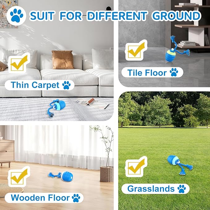 Interactive Dog Toys, [2025 Newly Upgraded] Interactive Dog Ball for Small Dogs, Automatic Moving Dogs Toy Wicked Ball for Boredom & Training, Play Music, USB Rechargeable(Blue)