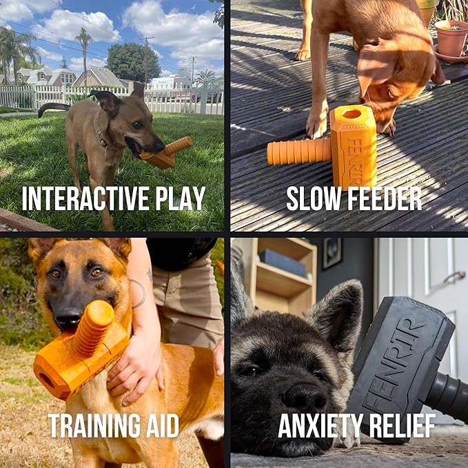 Fenrir Hammer Dog Chew Toy Strong Rubber Stuffable Enrichment Toy for Chewers (Blue, Small)