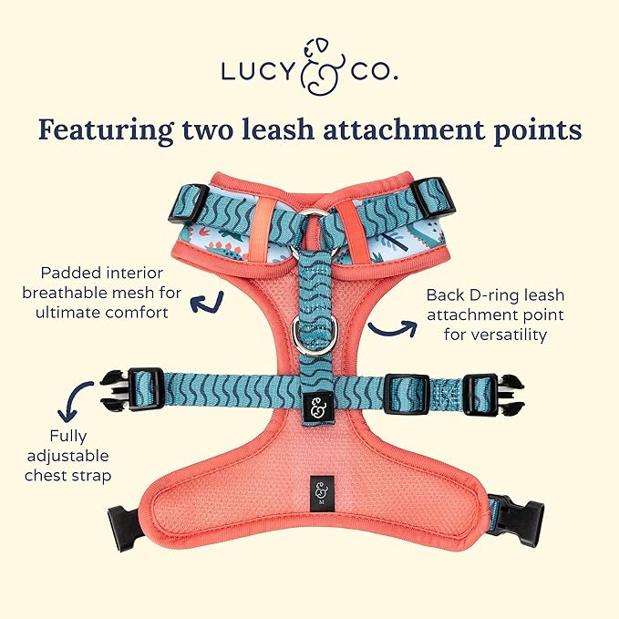 Lucy & Co. The DinoROAR No-Pull Dog Harness - Size X-Small - Vest to Stop Pulling & Walk Easy - Comfortable Leash Training Product w/Adjustable Chest & Neck Straps