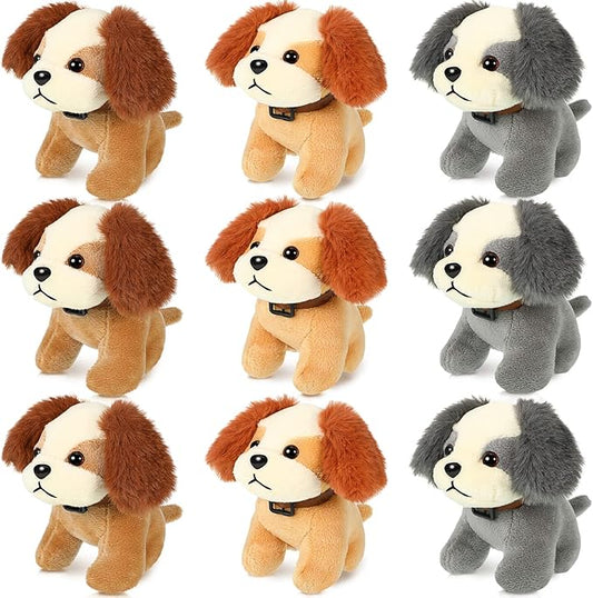 Sumind 9 Pcs 4" 5" Mini Plush Stuffed Dog Party Favor Small Puppy Stuffed Animal Bulk Soft Toy Doll Cute for Kids Gift Graduation Stocking Stuffers Baby Shower Birthday(Plush Dog)