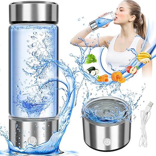 Hydrogen Water Bottle 2024, Healthy Hydrogen Water Bottle Generator Improve Water in 3 Minutes, Hydrogen Water Ionizer Machine with SPE PEM Technology for Home, Office, Travel, Drinking (420ml)