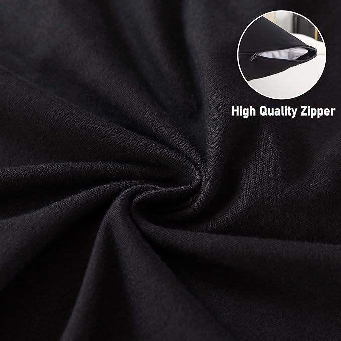 WhatsBedding Memory Foam Body Pillow with 100% Cotton Jersey Knitted Cover, Luxury Soft Large Long Pillow for Adults, Firm Full Body Pillow with Removable Zippered Pillow Case - Black