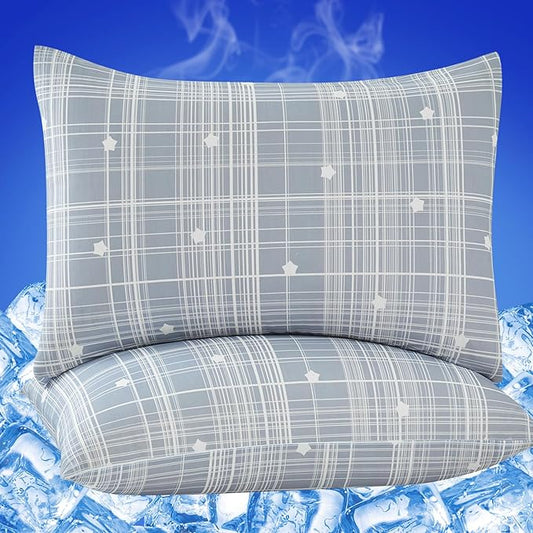 Cooling Pillow Cases for Hot Sleepers - Double Side Arc-Chill Q-Max>0.5 Cooling Fiber Cool Pillow Cases 2 Pack - Breathable Soft Cold Pillow Cases with Hidden Zipper (20" x 30")