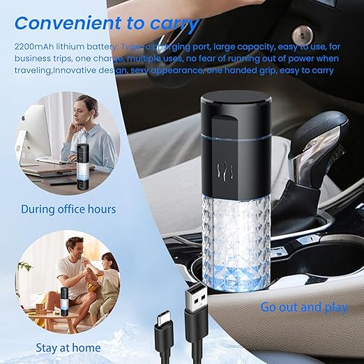Hydrogen Water Generator, 5000ppb,290ml, Hydrogen Water Bottle, SPE and PEM Technology,Rechargeable Portable Hydrogen Water Machine Generator, 5Min Quick Electrolysis, zbfc3B