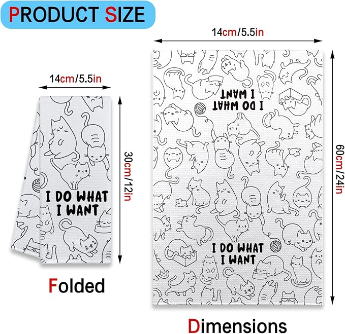 I Do What I Want Funny Cat Kitchen Towels Kitchen Decor Cat Lover Gifts Bathroom Decor Housewarming Gifts