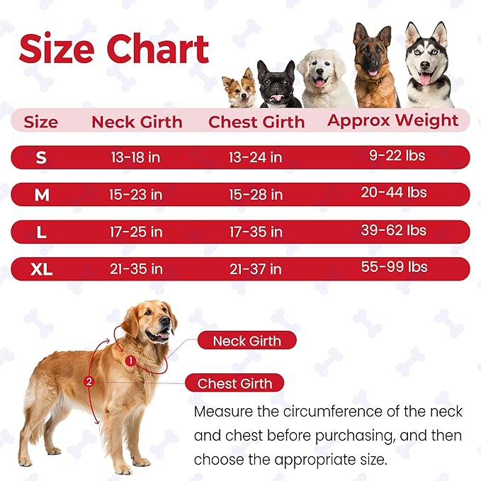 Funfox Dog Harness No Pull, Adjustable Pet Vest Harness Red L with Handle, 2 Leash Clips for Daily Walking Easy Control, Soft Durable Reflective Comfortable for Large Breed Dogs