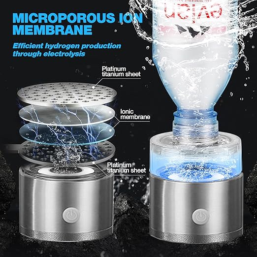 Hydrogen Water Bottle, Hydrogen Water Bottle Generator with SPE PEM Technology Water Ionizer, Hydrogen Water Machine Improve Water in 3 Minutes for Home, Office, Travel (15oz 3in1 Silver)