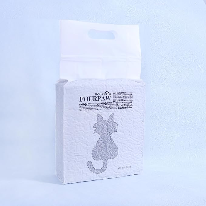 Tofu Cat Litter Activated Carbon no Fragrance 5.5 Lbs, Can Flush Down Toilets or drains, Low Tracking Cat Litter 2mm Pellets.
