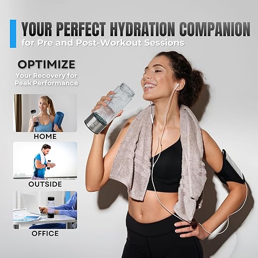Hydrogen Water Bottle Generator, Improve Water in 3 Minutes, 1600 ppb Hydrogen Water Ionizer with SPE/PEM Technology, Perfect for Home, Office, Gym, Travel, and Drinking (Silver Chrome)
