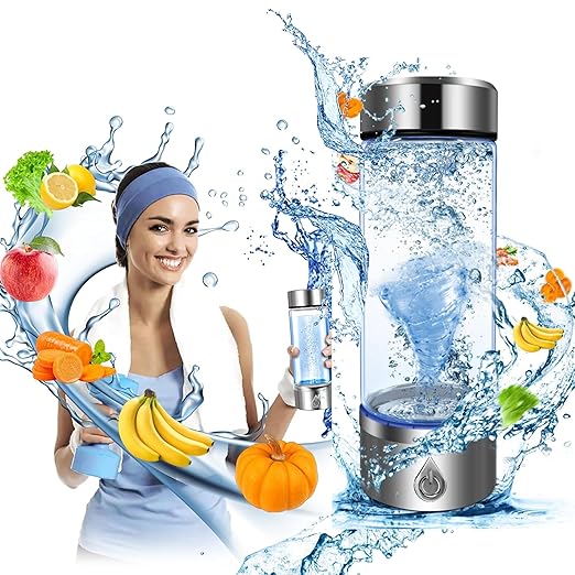 Hydrogen Water Bottle, Portable Hydrogen Water Bottle Generator and Well-being, Refine Water in 3 Minutes, Convenient for Workplace, Day Travel and Drinking, Gift for Beloved. (Silver)