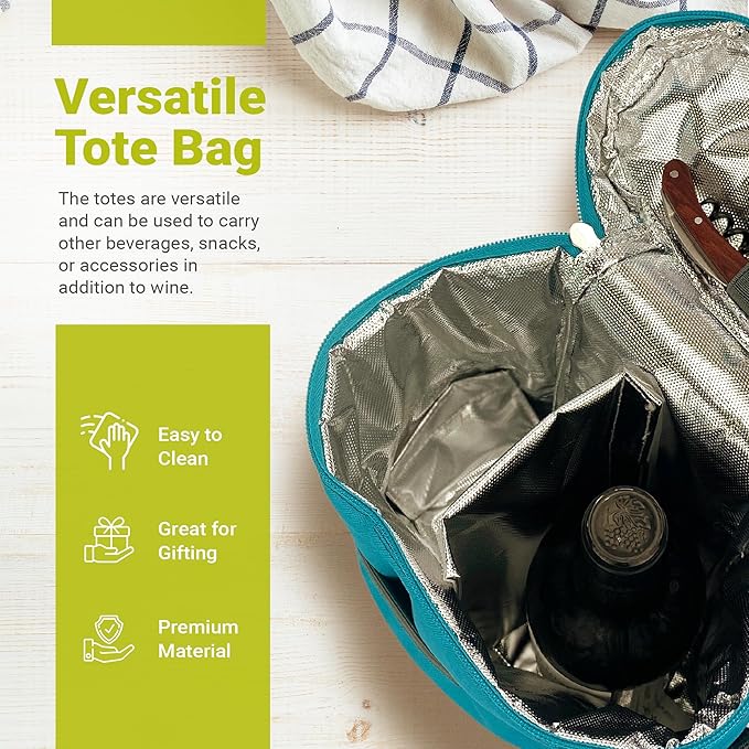 meori 2-Bottle Insulated Wine Tote | Azure Blue Solid