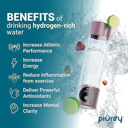 Hydrogen Water Bottle - Pink. Food Grade Body Tumbler; SPE/PEM Technology, Generates Real 3000ppb Pure Hydrogen Rich Concentration. Premium Membrane, Purification Vent.