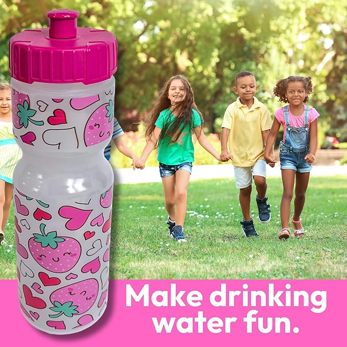 50 Strong Kids Water Bottle | 22 oz. BPA- Free Sports Squeeze Water Bottles with Pull Top Cap |Perfect Water Bottle for School | Reusable & Durable for Boys & Girls | Made in USA