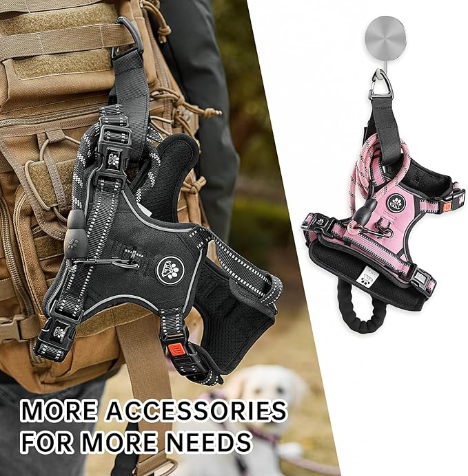 NESTROAD No Pull Dog Harness,Adjustable Oxford Dog Vest Harness with Leash,Reflective No-Choke Pet Harness with Easy Control Soft Handle for Small Dogs(Small,Pink)