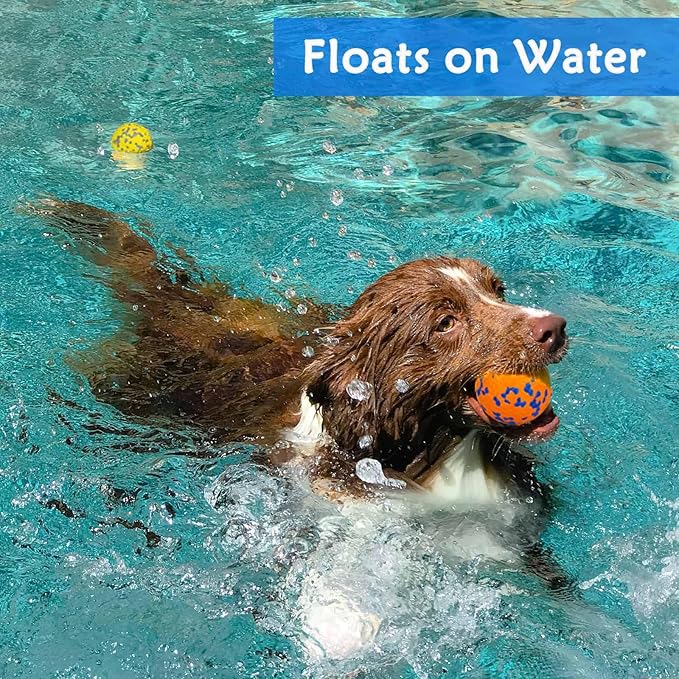 4 Pack Super Bouncy Dog Balls, Fun Indestructible Tennis Balls for Aggressive Chewers, Durable Floating Fetch Toys for Medium and Large Dogs with Lifetime Replacement