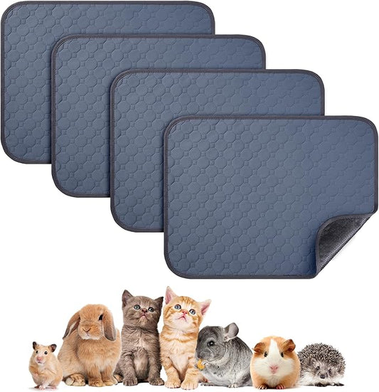 4 Pack 24 x 18 Inch Guinea Pig Cage Absorbent Liner Reusable Waterproof Super Absorbent Guinea Pig Urine Pad Non-Slip Mat for Small Animals Rabbit Hamster Rat. Washable Guinea Pig Bedding
