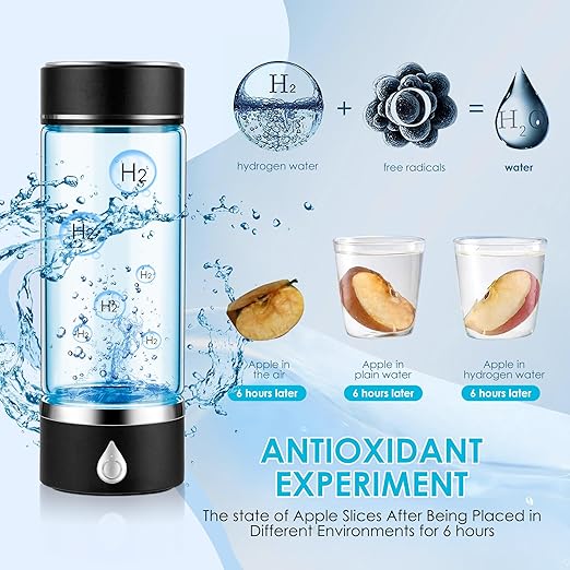 Hydrogen Water Bottle with PEM SPE Technology - 2024 for Men Women - A Portable Rechargeable Hydrogen Water Generator with Gift Box, Hydrogen Water Ionizer Machine for Home Office Travel (Black)