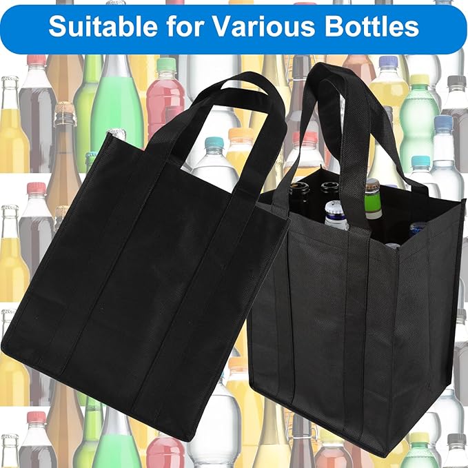 Wine Carrier Tote with 6 Compartments, Non-Woven Wine Travel Bags Wine Shopping Grocery Bag Portable Wine Bottle Gift Bag Carrier Wine Bottle Holder Bag with Carry Handle for Picnic Wine Lover