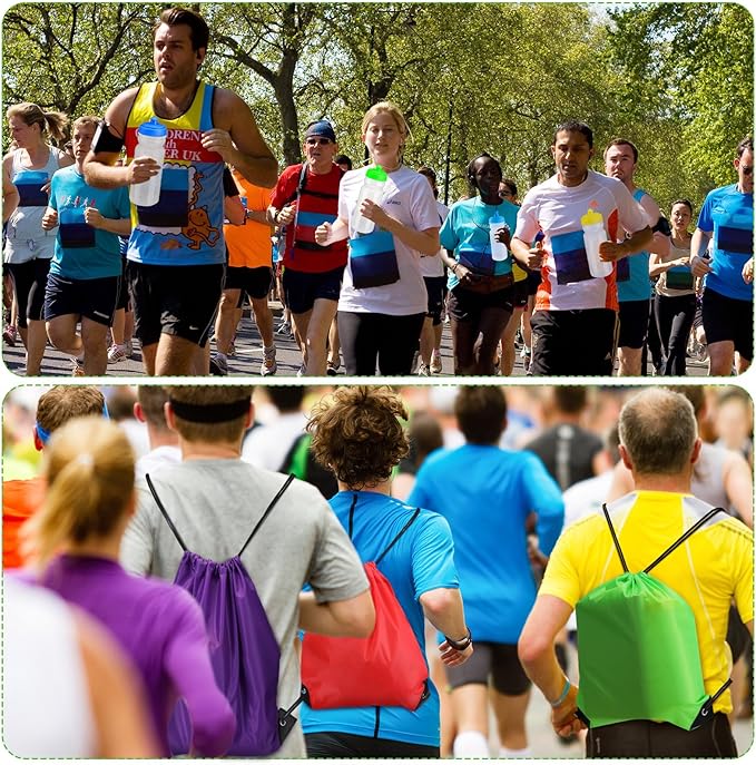 Mifoci 20 oz Plastic Water Bottles Bulk and Drawstring Backpack Set Reusable Sport Water Bottles Lightweight Clear Water Bottle Cinch Gym Drawstring Bags for Adult Kids Fitness DIY