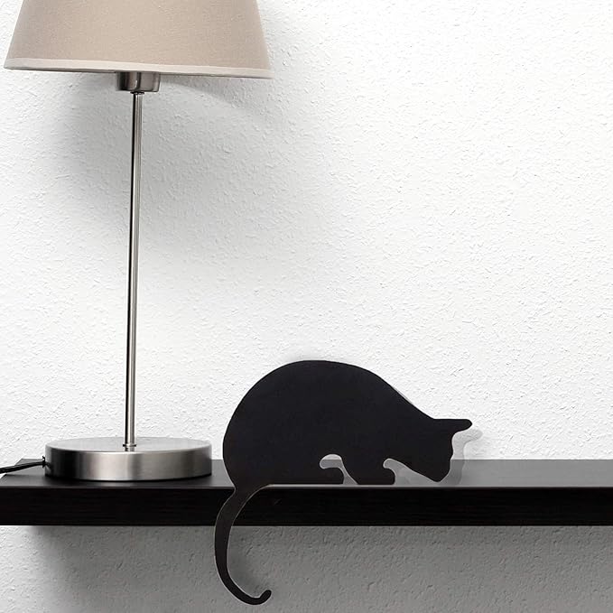 Artori Design Cat Figurine for Home Decorations and Living Room Decorations - Funny Cat Stuff for Cat Lovers - Metal Cat Decorations, Cat Statue for Shelf Decor - Sherlock Black Cat Decor
