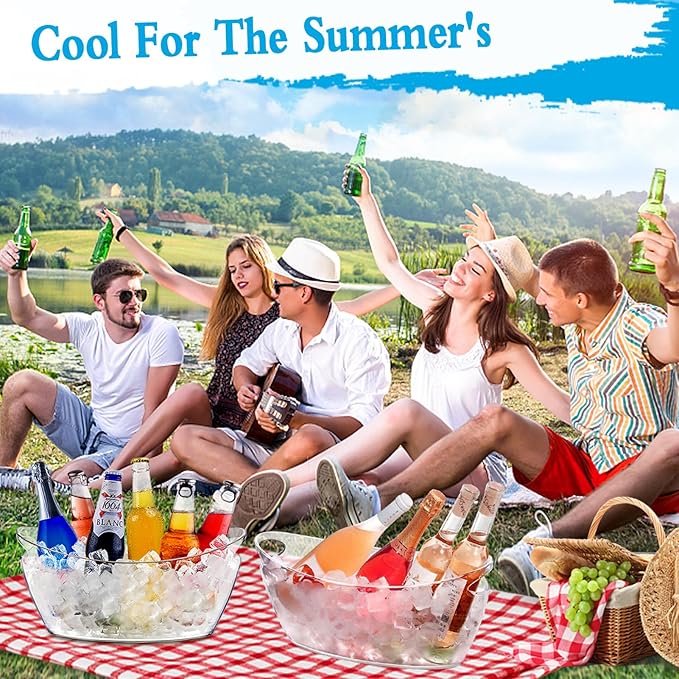 Ice Buckets for Parties: 2 PCS Acrylic Mimosa Bar Supplies with 2 Ice Scoop - 5.5 Liter Extra Large Clear Champagne Beverage Tub Cooler Bucket for Beer Sparkling Wine Cocktail
