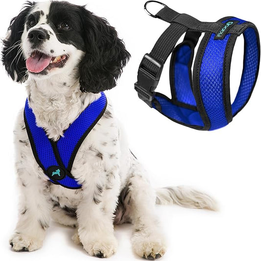 Gooby Comfort X Head In Harness - Blue, X-Large - No Pull Small Dog Harness Patented Choke-Free X Frame - Perfect on the Go Dog Harness for Medium Dogs No Pull or Small Dogs for Indoor and Outdoor Use