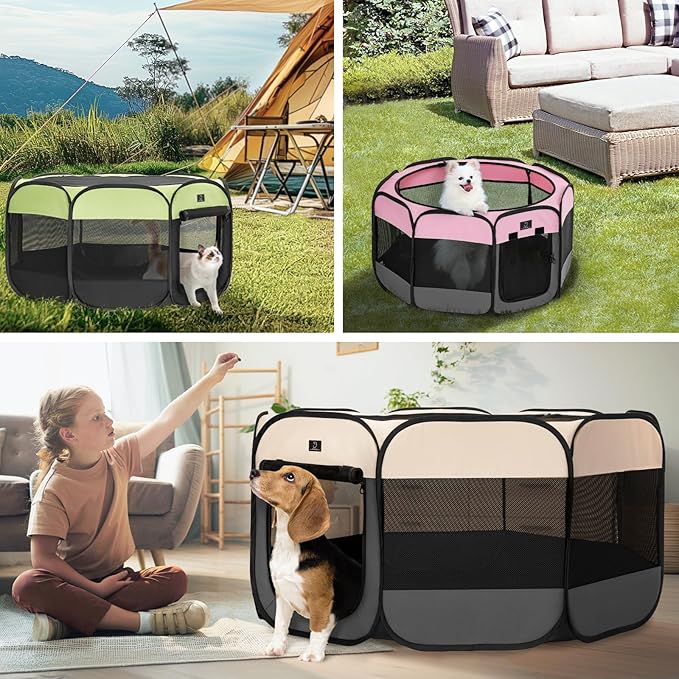A 4 Pet Portable Cat Playpen for Small Dogs, 27" Small Kitten Playpen, Suitable for Puppy/Cats/Rabbit/Chick, Cat Play Pen with Mesh Panel(11”W × 7.5”H)