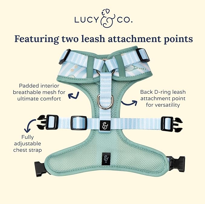 Lucy & Co. The Match Point No-Pull Dog Harness - Size Medium - Vest to Stop Pulling & Walk Easy - Comfortable Leash Training Product w/Adjustable Chest & Neck Straps