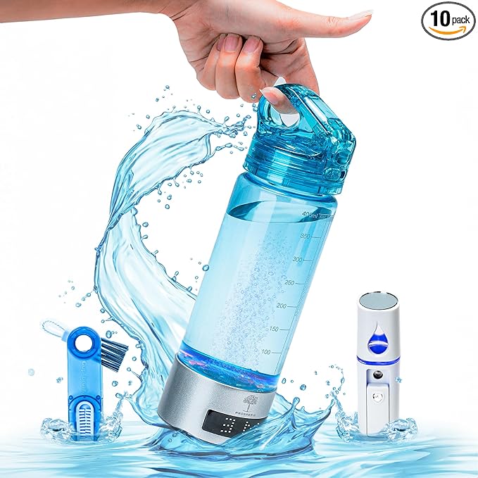 Hydrogen Water Bottle, 3000ppb of Hydrogen, 3 Minutes & 18 Minutes Dual Mode, Rechargeable Water Generator with SPE PEM Technology Water Ionizer, 2024 New Model, 24 Oz/400mL