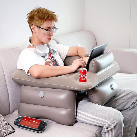 Inflatable Reading Pillow for Lap Rest Pillow Portable for Adult Extra Large Arm Rest Travel Sofa Working, Crocheting Playing Steam Deck Switch or Sitting in Bed Floor Car Tent
