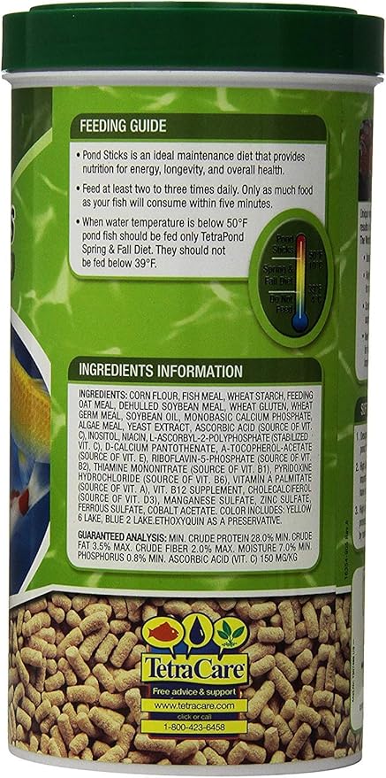 Tetra Pond Sticks, Koi Fish & Goldfish Food, Soft Sticks, Easy to Digest Floating Pond Fish Food, 3.53 ounces