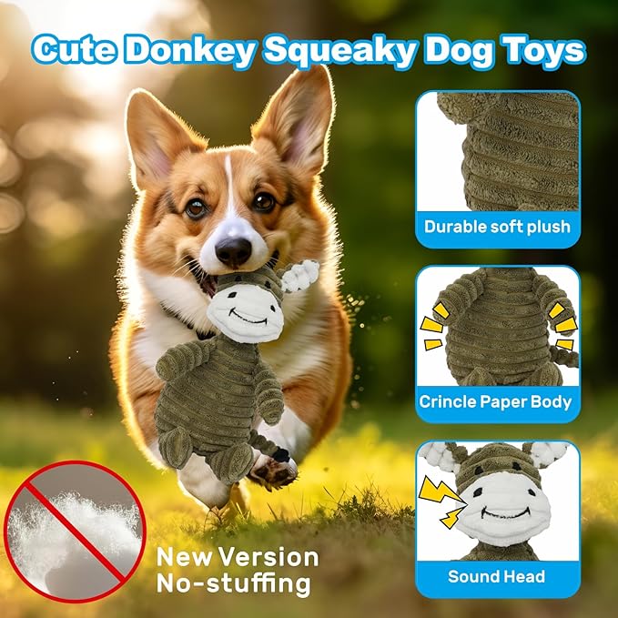 9 Pack Dog Toys for Teething, Entertainment, Puppy Chew Toys Pack with Cute Donkey Squeaky Toys, Treat Ball，Durable Ropes Chew Toys