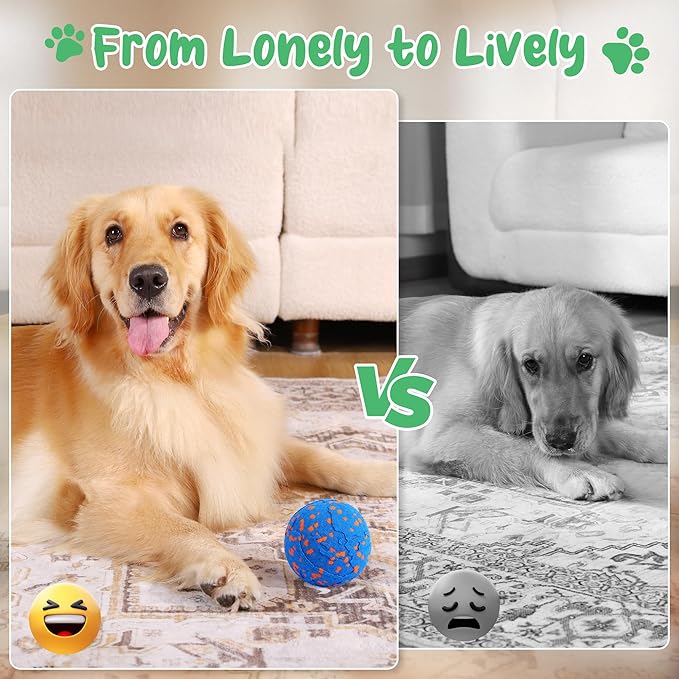 Smart Interactive Dog Toys,Vibrating Dog Ball,Dog Chew Toys,Balls for Dogs，Chew-Proof Shell,Automatic Moving/Bouncing/Rotating, E-TPU Material,Ip68 Waterproof