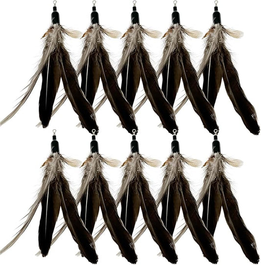 Cat Feather Toys Refills, 10 Pieces Natural Da Bird Feathers Refills, Cat Wand Replacement Feathers for Cat Toy