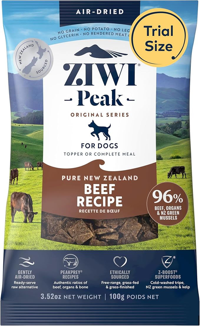 ZIWI Peak Air-Dried Dog Food – Beef - All Natural, High Protein, Grain Free, Limited Ingredient w/Superfoods (3.5oz)