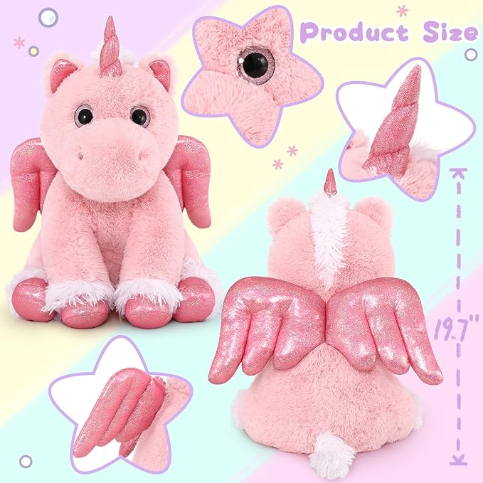 MorisMos Pink Unicorn Stuffed Animal with Babies,18'' Large Stuffed Mommy Unicorn Stuffy with Babies for Kid,4Pcs Unicorn Plush Toy Gifts for Girl,Pregnant Stuffed Animals for Baby Shower Birthday