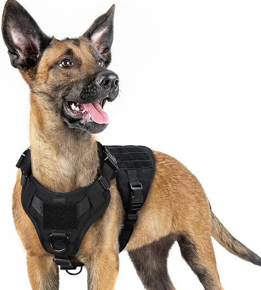 rabbitgoo Tactical Dog Harness for Small, Heavy Duty Pet Harness with Handle, No-Pull Service Vest Small Breed, Adjustable Military Dog Vest for Training Hunting Walking, Black, S