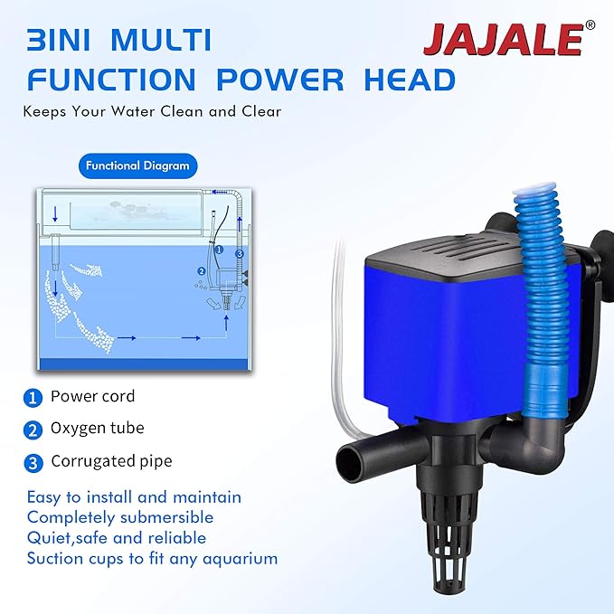 Water Pump 210 GPH Submersible Internal Aquarium Powerhead Water Pump Ultra Quiet for Aquarium,Fish Tank -5 Pack