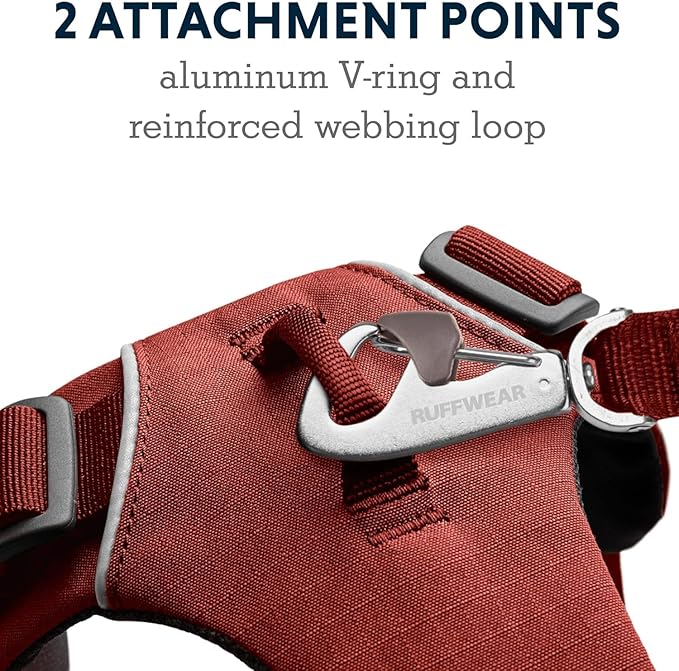 Ruffwear, Front Range Dog Harness, Reflective Soft Padded Everyday Harness with Dual Leash Clips, Adjustable and Lightweight Fit for Training or Walking for All Dogs, Red Clay, Medium