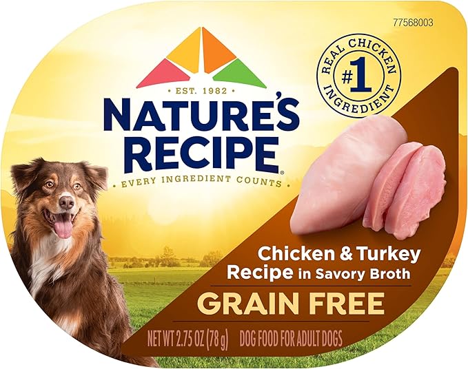 Nature's Recipe Grain Free Wet Dog Food, Chicken & Turkey Recipe, 2.75 Ounce Cup (Pack of 12)