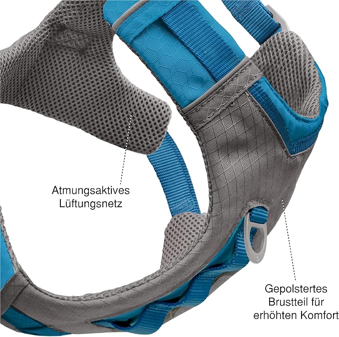 Kurgo Journey Air Dog Harness - Secure Fit for Active Dogs - Padded Chest - Lightweight Ripstop Fabric - Breathable Mesh - Reflective Trim - Back Assist Handle - Black- Small