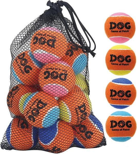 AMA SPORT Squeaky Tennis Balls for Dogs 2.0" Small Dog Tennis Balls for Throwing and Fetching Dog Toys for Training, Exercise, High Bouncing 12 Pack (Multicolor A)