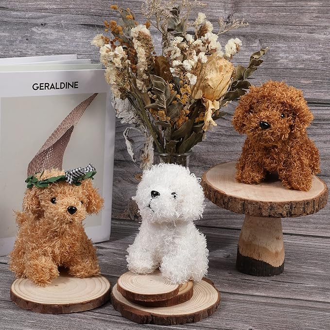 Sumind 9 Pcs 4" 5" Mini Plush Stuffed Dog Party Favor Small Puppy Stuffed Animal Bulk Soft Toy Doll Cute for Kids Gift Graduation Stocking Stuffers Baby Shower Birthday(Curly Puppy)