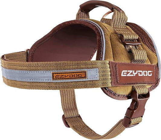 EzyDog Convert Dog Harness – Trail-Ready Rugged Harness for Walking, Hiking & Outdoors with Reflective Piping, Badge Attachment Points, Traffic Handle, & Comfort Lining (Large, Corduroy)