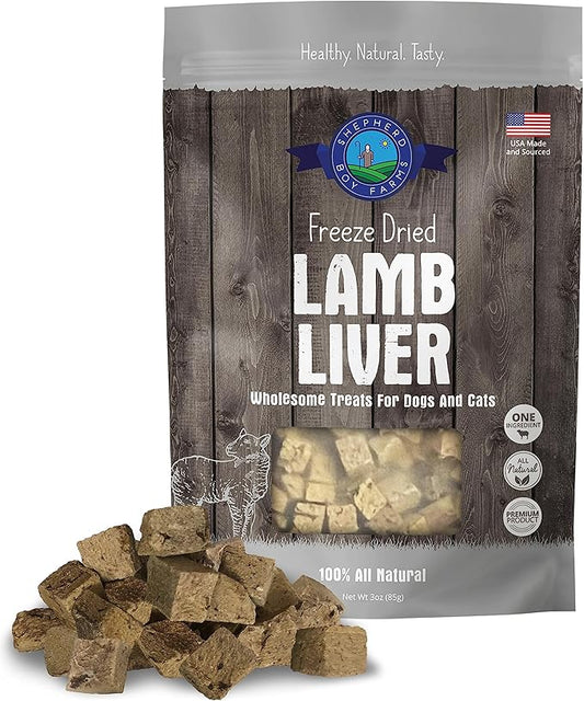 Freeze Dried Dog and Cat Treats, Lamb Liver, All Natural Single Ingredient Freeze-Dried Dog Treat & Snacks, Made in USA, High Protein, Essential Nutrition of Raw Food, 3oz