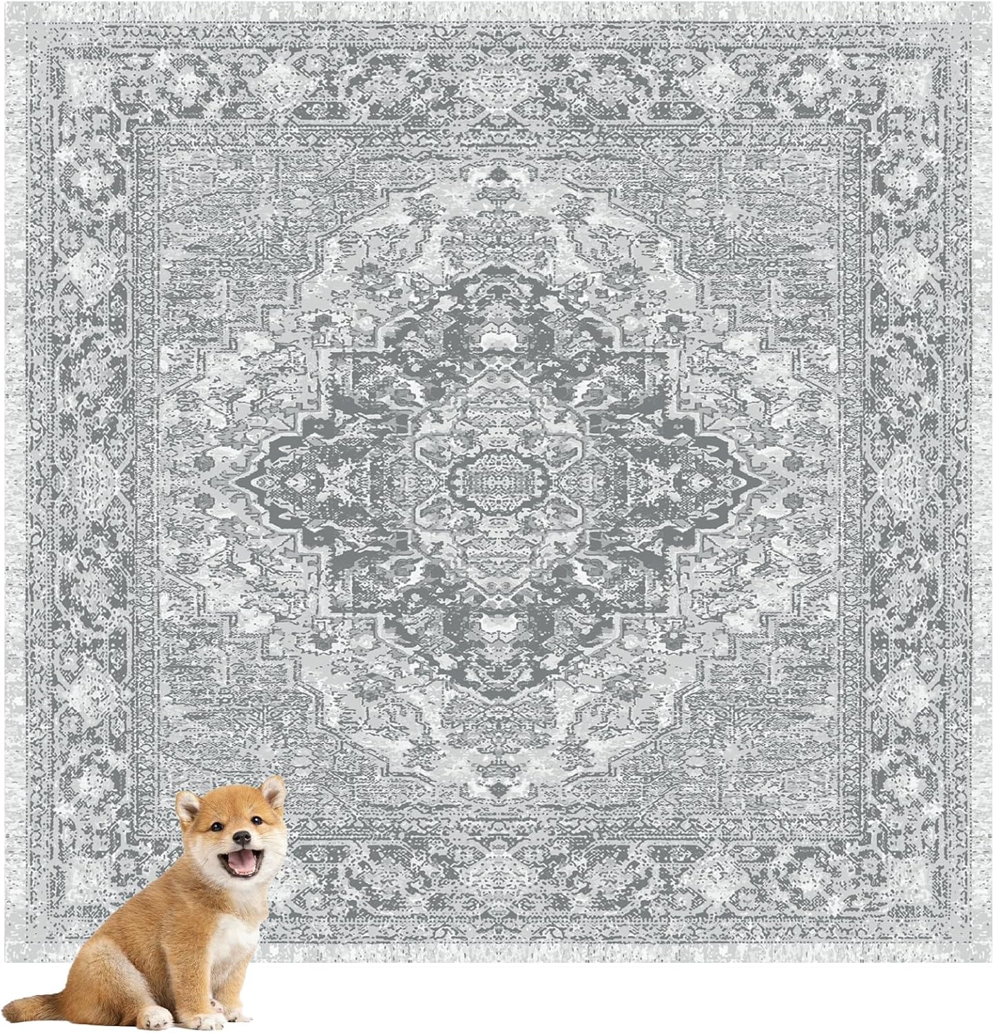 nunubaby 2PACK Washable Pee Pads for Dogs, Stylish, Non-Slip and Leak-Proof Pee Pads. Reusable Potty Pads for Dogs for Crates and Floors.(Gray/Geo, 72" x72")