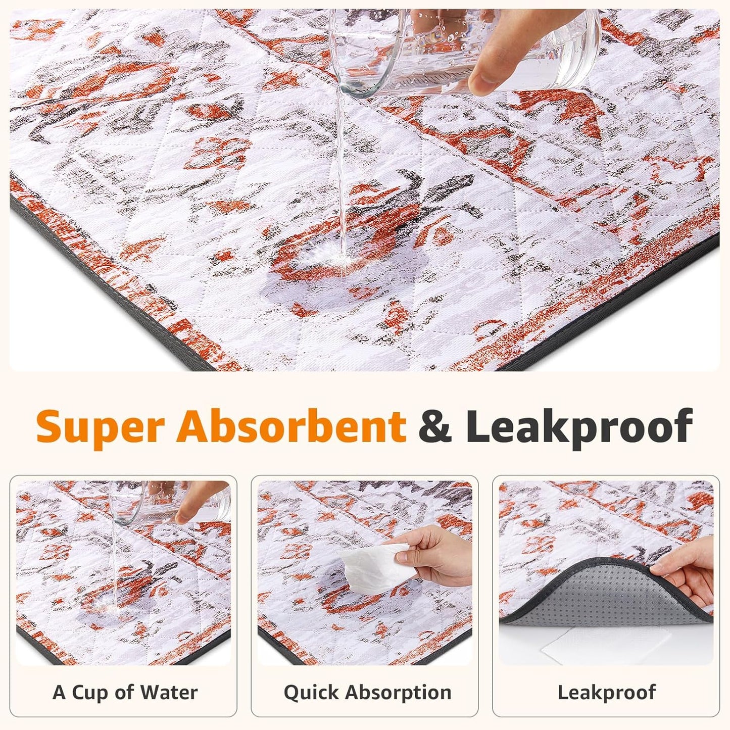 LOOBANI Reusable Pee Pads for Dogs, 2 Pack Super Absorbent Washable Puppy Pads, Waterproof Non-Slip Whelping for Floor Playpen Crate Couch - 36x41 (Red-Orange)