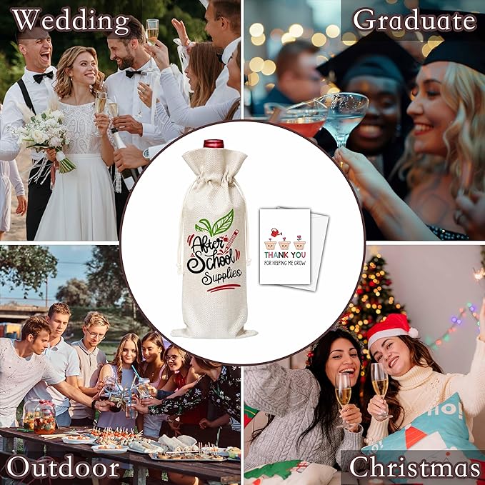 Dskly Teacher Gifts Wine Bag & Card, Teacher Appreciation Wine Bag Gifts For Women Teacher Coworkers, Teacher Gifts From Student, Wine Bag For Teachers Day Graduation Thanksgiving Christmas Party -40